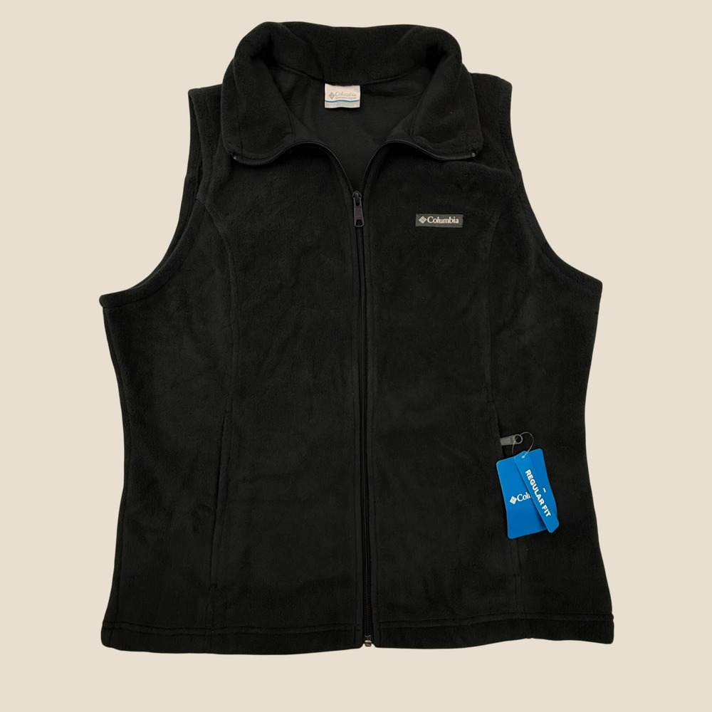 Columbia Fleece Vest Womens Large Black Sawyer Rapids 2.0 Full Zip Sleeveless